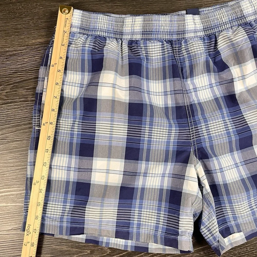 Polo Ralph Lauren Mens Swim Shorts Trunks Blue Plaid‎ XL Lined Resortwear Beach